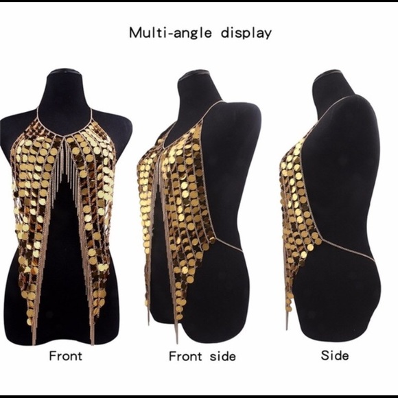 Boho Gold Body Chain Tassels Festival EDC - Picture 8 of 8